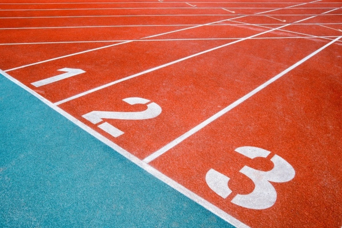 Track Running lanes 1, 2, and 3. Representing 3 stages of retirement planning for entrepreneurs