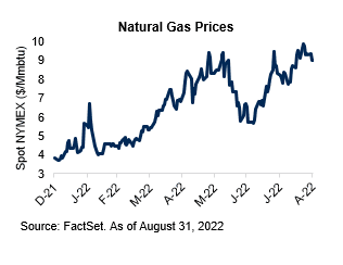Line graph of Natural Gas Prices